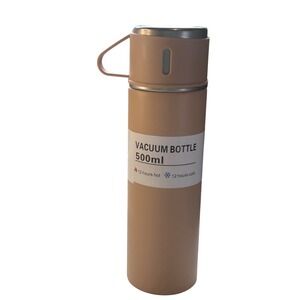 New Vacuum Bottle Thermos 500ml Hot Cold Insulated‎ Travel Mug Cup Beige